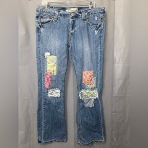 Vintage Y2K Levis 513 Slouch Boot Cut Patchwork Jeans Size 13 M
